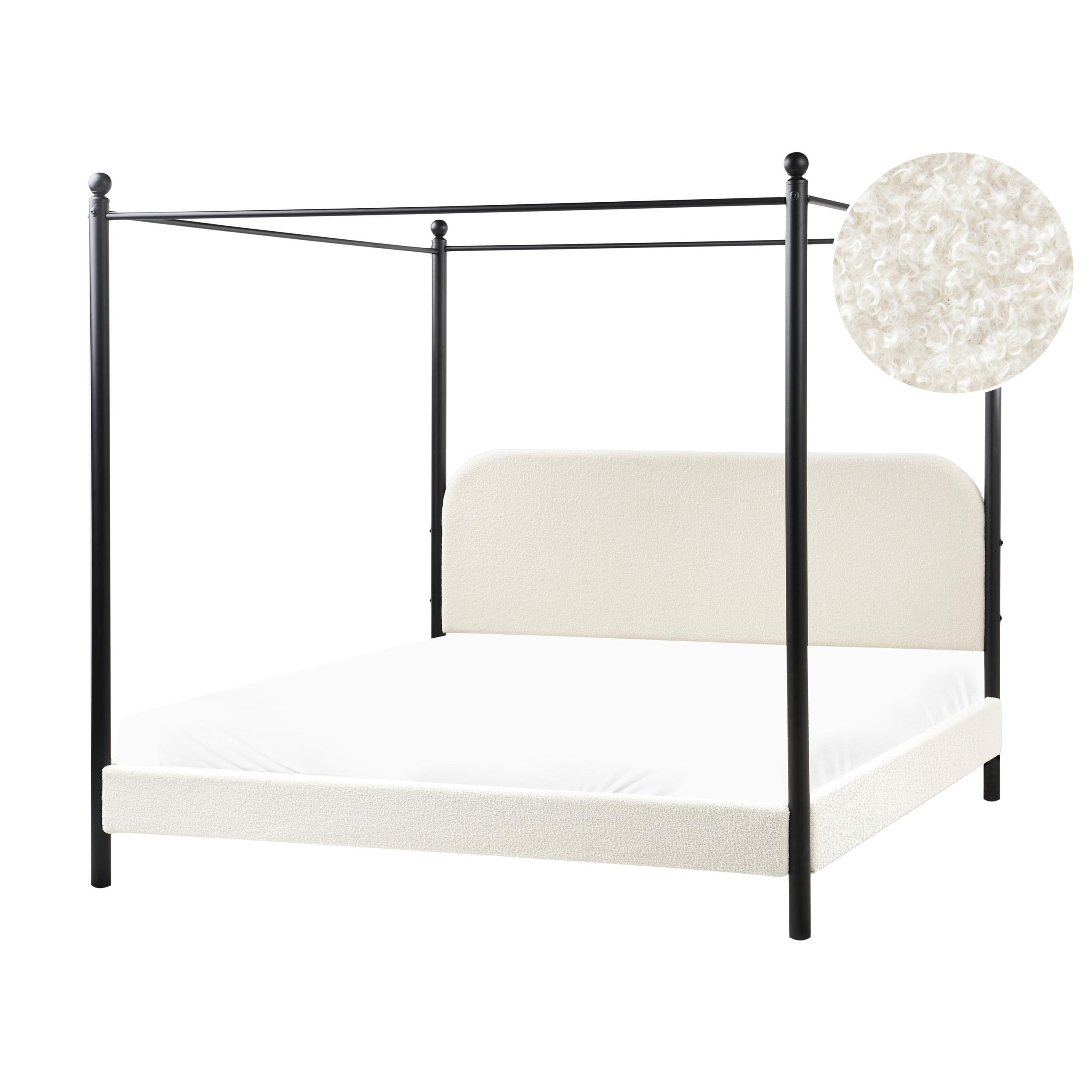 HIMMELBETT 180x200 cm Weiß Dannemois - Creme, Textil (180/200cm) - Beliani
