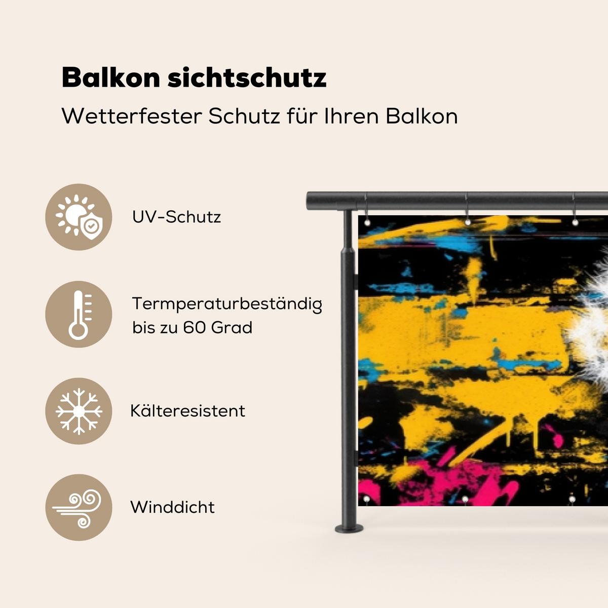 BALKON-SICHTSCHUTZ Straßenkunst - Bunt - Wand Balkon Deko 500x75 cm - Schwarz, Kunststoff (500/75cm) - MuchoWow