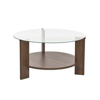 COUCHTISCH mit 2 Platten, davon eine aus gehärtetem Glas 75/75/40 cm - Naturfarben, Holzwerkstoff (7.5/75/40cm) - Calicosy