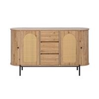 SIDEBOARD in holzoptik mit rattan, ovale form und verstellbaren fächern - Naturfarben, Holzwerkstoff (140/77.5/38cm) - Urban Meuble