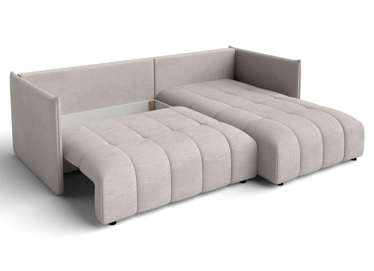 ECKSOFA L Form Cosmova Beige 248/180/83 cm mit Schlaffunktion - Beige/Schwarz, Kunststoff/Textil (248/180cm) - AX Living