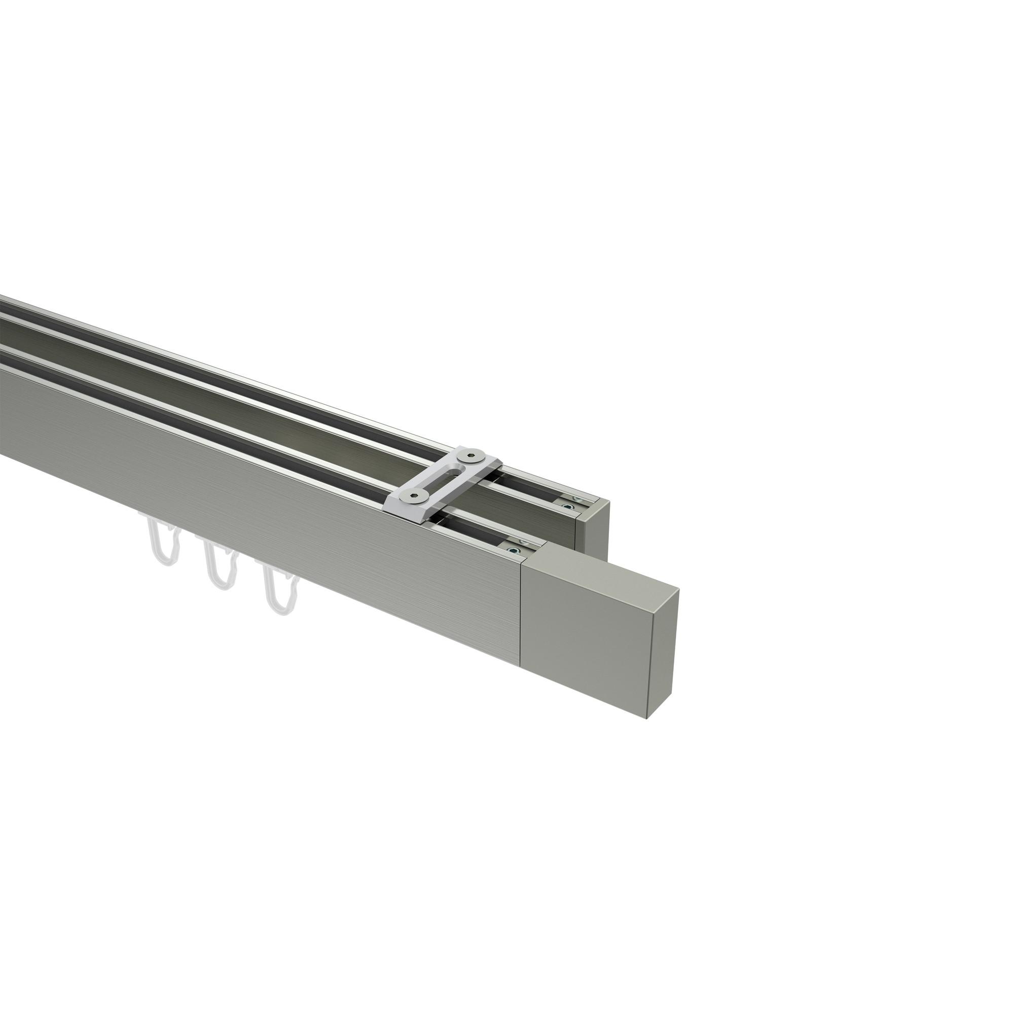 GARDINENSTANGE INNENLAUF Smartline Lox 360 cm (geteilt in 2 x 180 cm), 2-läufig, 14x35 mm Edelstahl-Optik - Edelstahlfarben, Metall (360cm) - INTERDECO
