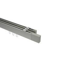 GARDINENSTANGE INNENLAUF Smartline Lox 360 cm (geteilt in 2 x 180 cm), 2-läufig, 14x35 mm Edelstahl-Optik - Edelstahlfarben, Metall (360cm) - INTERDECO