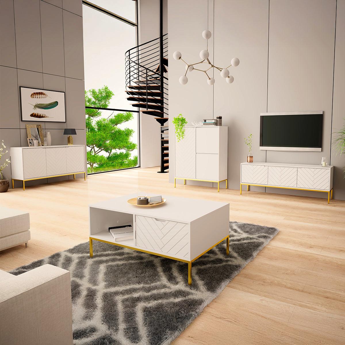 TV-MÖBEL Daria Weiß - Weiß, Holzwerkstoff (151/77/39cm) - Petits-meubles
