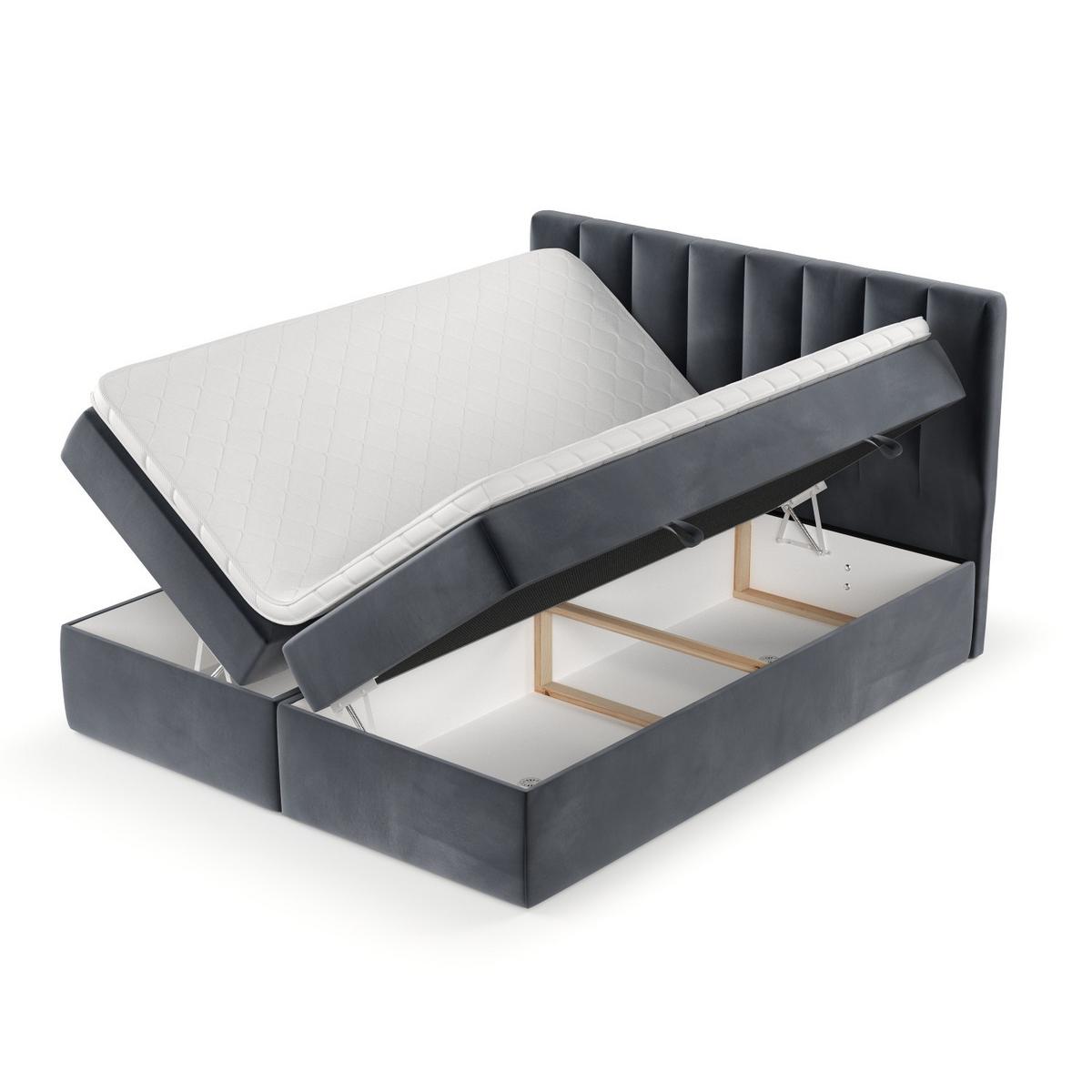 BOXBETT Bari 160/200 cm Dunkelgrau im Kronos Stoff - Dunkelgrau, Holz/Holzwerkstoff (160/200cm) - AltaBeds