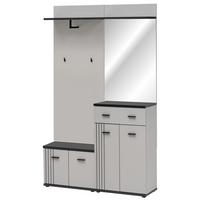 GARDEROBEN-SET Kaschmir, schwarz 4-teilig 120 cm, Flurgarderobe mit viel Stauraum - Kaschmir/Schwarz, Glas/Holzwerkstoff (120/20/32cm) - Inn.Furn