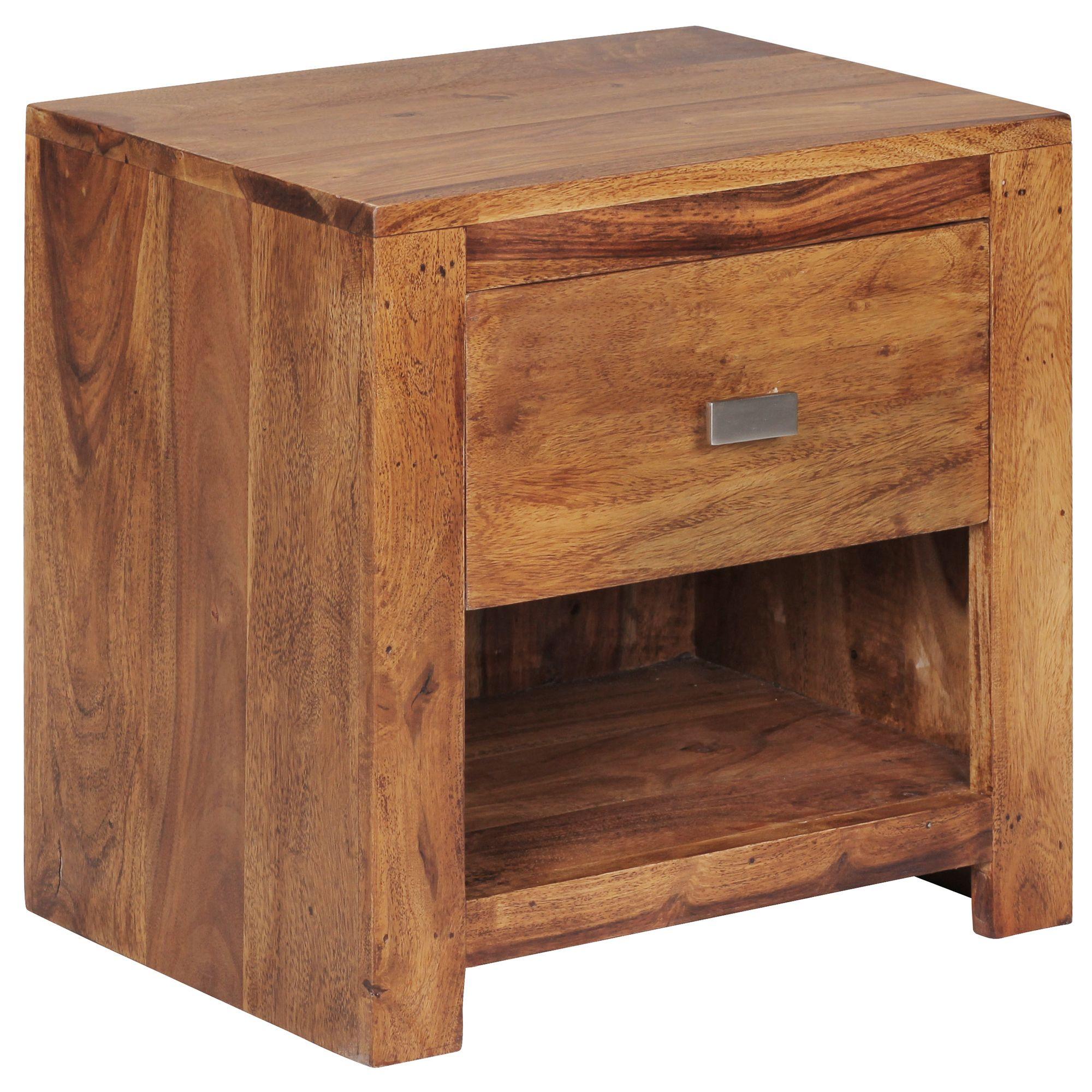 NACHTTISCH – Massivholz, 40x40x30 cm, Schublade & Ablage, Landhausstil - Braun, Holz (40/40/30cm) - KADIMA DESIGN