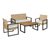 LOUNGE-SET 4 TLG. Calciano - Beige/Braun, Kunststoff/Metall - casa.pro