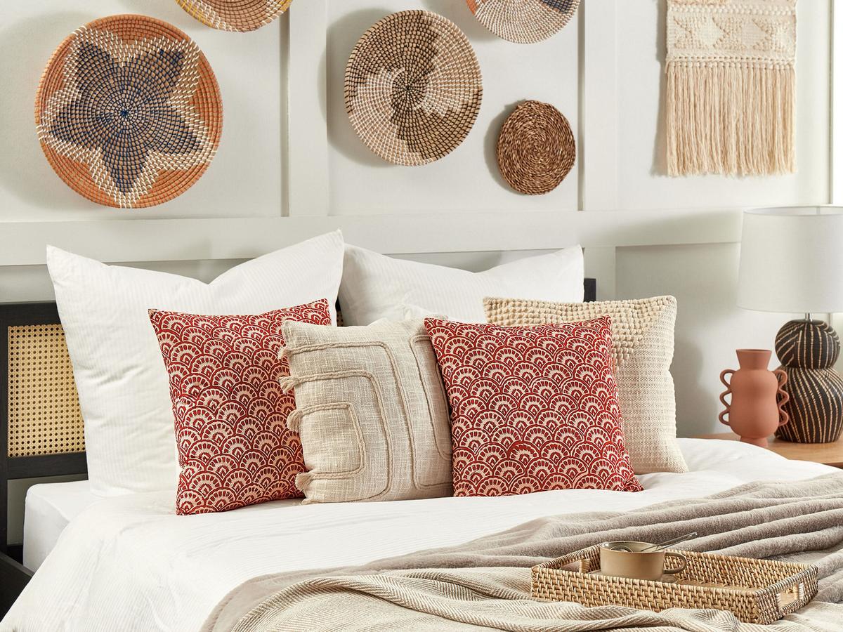 DEKOKISSEN Creme 45/45 cm Rhus - Creme, Naturmaterialien/Textil (45/45cm) - Beliani