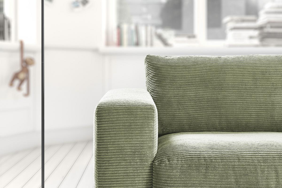 SOFA 2-SITZER MADELINE Grün Cord - Schwarz/Olivgrün, Kunststoff/Textil (230/85/127cm) - KAWOLA