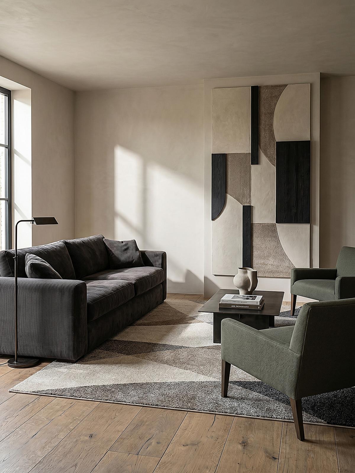 TEPPICH Niederflor Abstrakt THUR Polypropylen Grau 80 x 140 cm - Beige, Textil (80/140cm) - KADIMA DESIGN