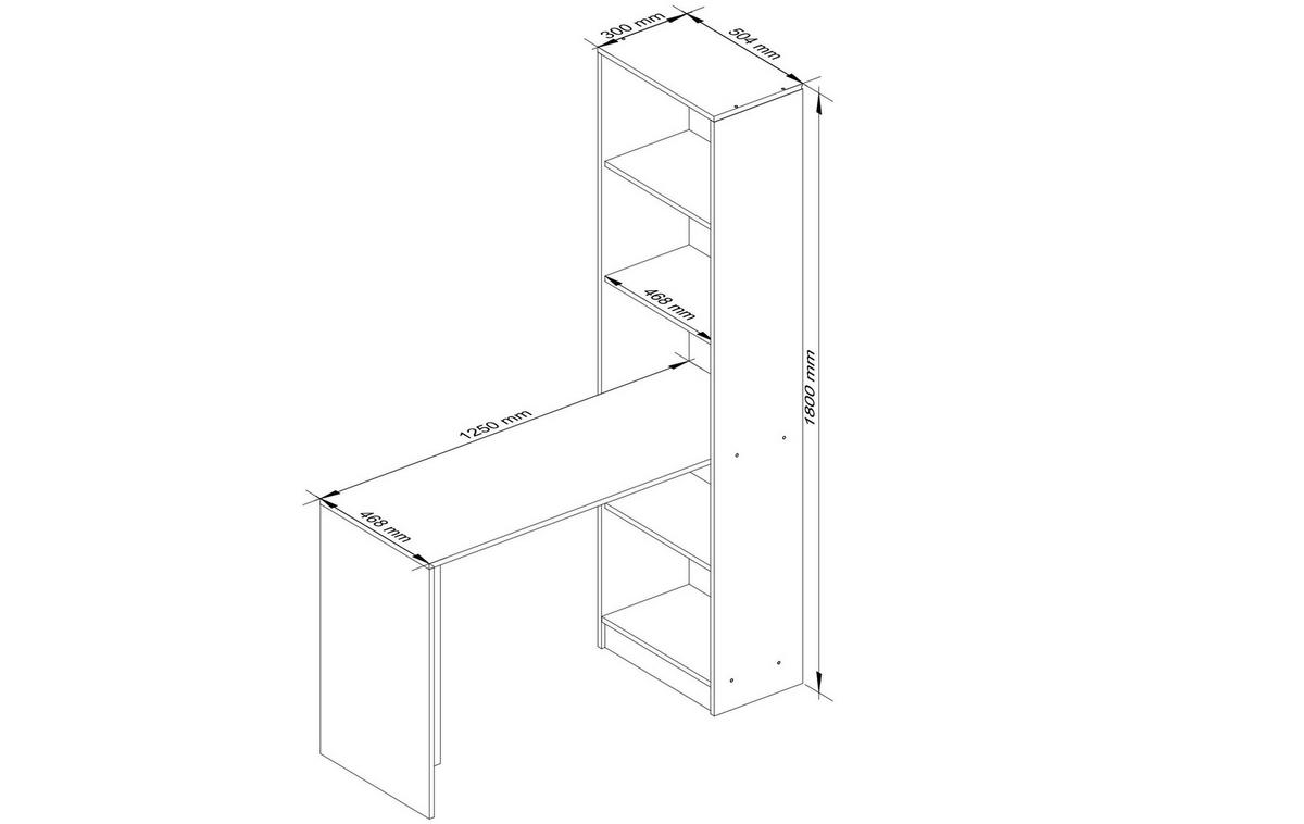 SCHREIBTISCH Weiß 180/125/50 - Weiß, Holzwerkstoff (143/50/180cm) - RAUMHIRSCH FURNITURE