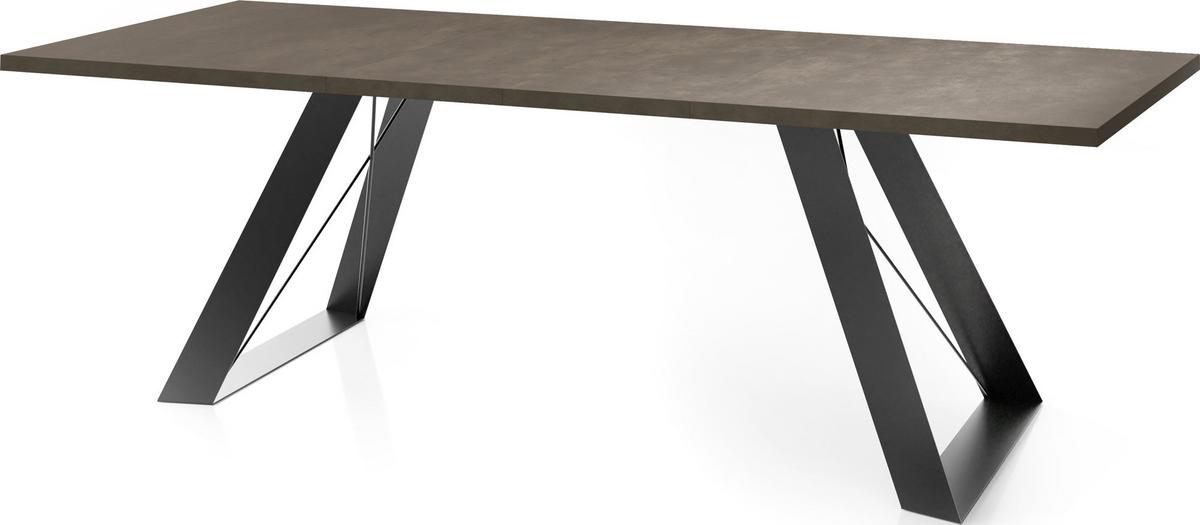ESSTISCH Colter rechteckig ausziehbar, Dunkelgrauer Chicago Beton 140-240/80/76 cm - Dunkelgrau/Schwarz, Holzwerkstoff/Metall (80/240/76cm) - WFL GROUP
