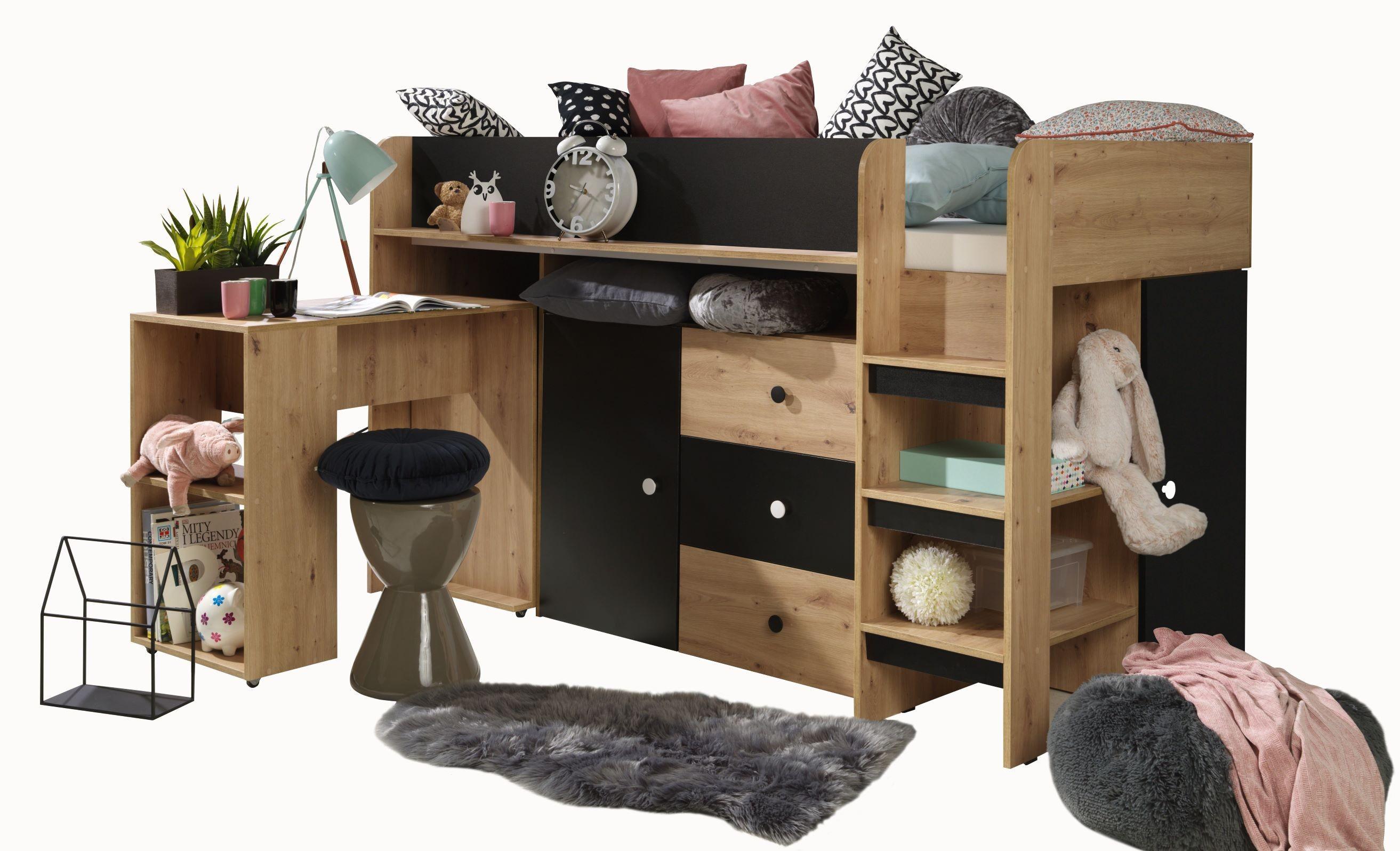 HOCHBETT 203,3/125/106,6 - Schwarz/Weiß, Holz (90/200cm) - MÖBEL KRYSPOL