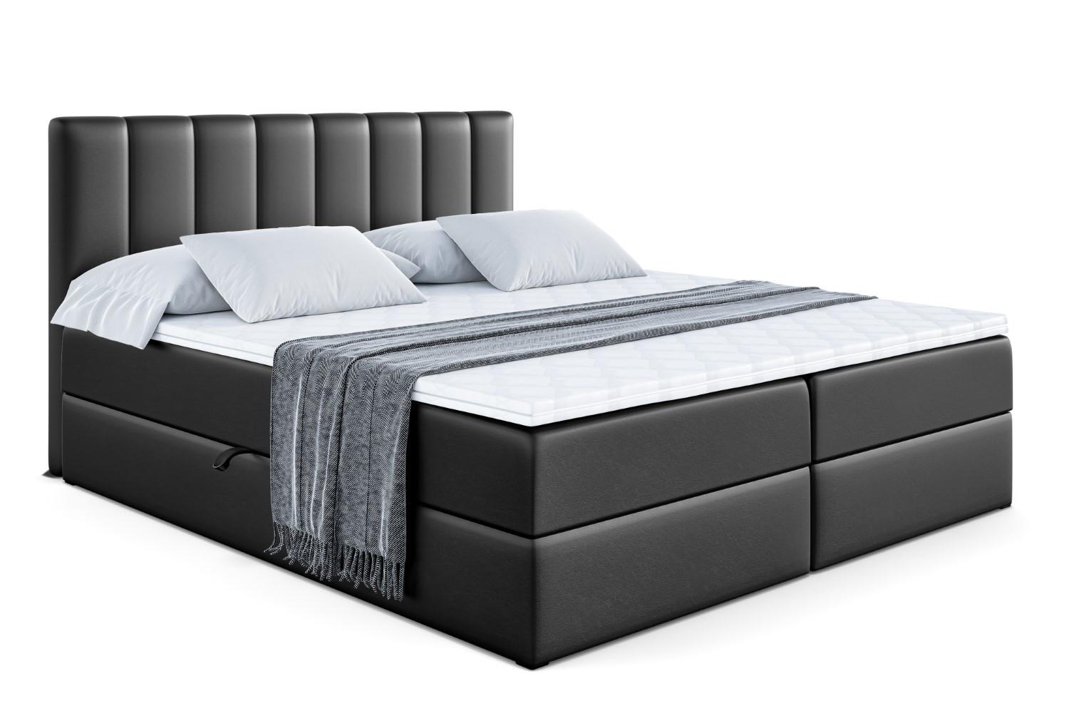 BOXBETT mit Matratze H3 - OTTA - 120x200 cm Schwarz - Schwarz Hochglanz, Holzwerkstoff (120/200cm) - ALTDECOR