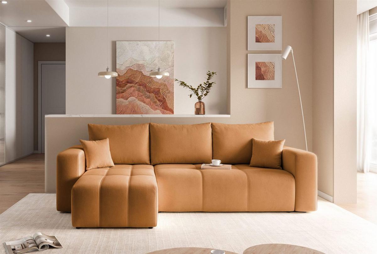 ECKSOFA Leros Mit Schlaffunktion - Orange, Holzwerkstoff/Textil (248/145cm) - Fun Möbel