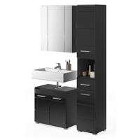 BADMÖBEL-SET in schwarz Hochglanz, 3-teilig 105 cm, Badkombination - Schwarz, Glas/Holzwerkstoff (105/182/34cm) - Inn.Furn