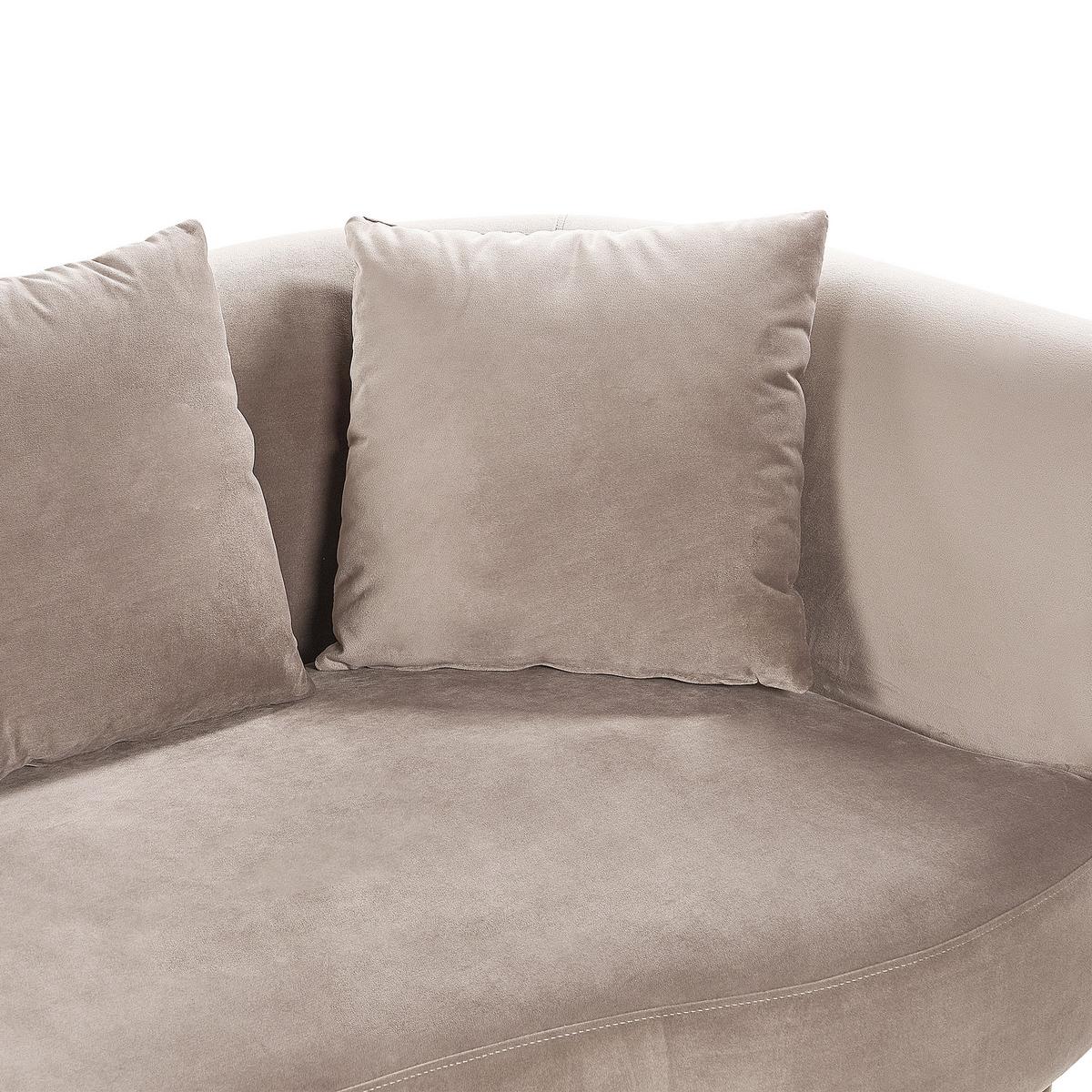 CHAISELONGUE Samtstoff taupe rechtsseitig Chaumont - Dunkelbraun/Beige, Textil (168/75/74cm) - Beliani