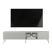 LOWBOARD Delvine 3T Weiß 175/45/31.6 cm – mit offener Ablage und Kabeldurchlass - Goldfarben/Weiß, Holzwerkstoff (175/45/31.6cm) - AX Living