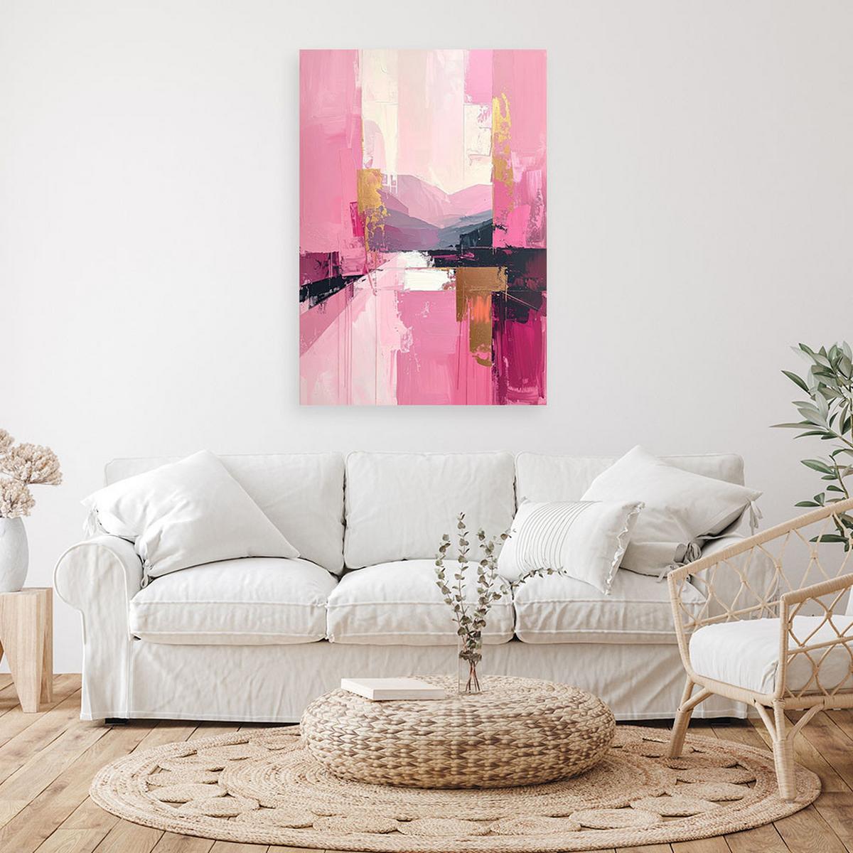 BILD auf Leinwand, Moderne Abstraktion in Rosa - Rosa, Textil (40/60cm) - Feeby
