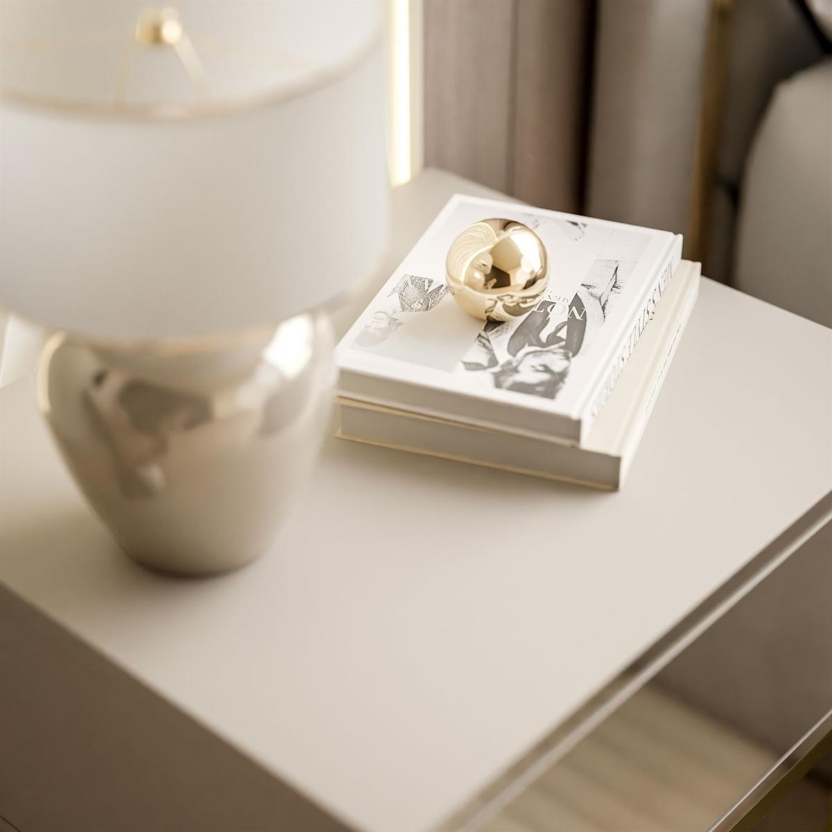 NACHTTISCH BLANCO KASZMIR auf Gestell PUSH OPEN kaschmir/gold - Goldfarben, Holzwerkstoff (45/52/37cm) - Lookway