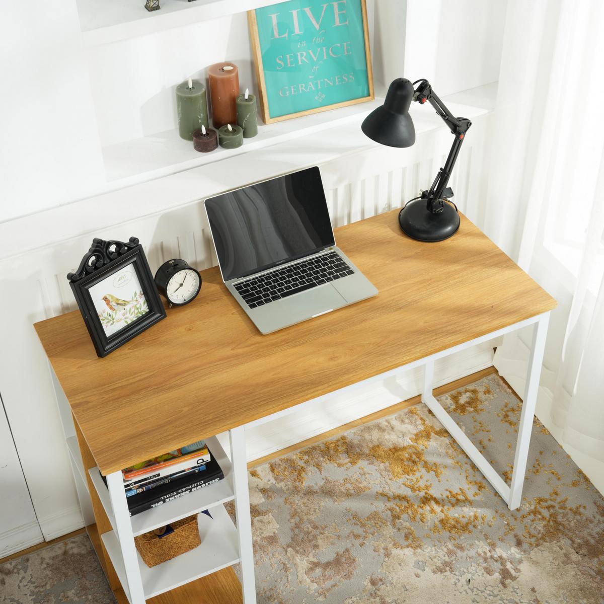 SCHREIBTISCH Beige - Beige/Weiß, Karton/Holzwerkstoff (50/110/75cm) - Urban Meuble