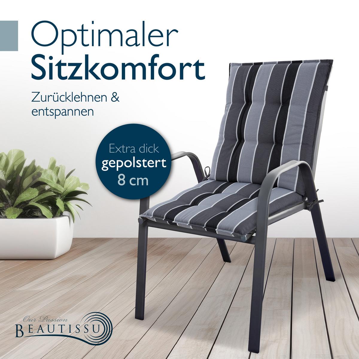NIEDERLEHNER Sun-NL 105x50x8cm Anthrazit-Gestreift (3tlg) - Dunkelgrau, Textil (50/100cm) - Beautissu 