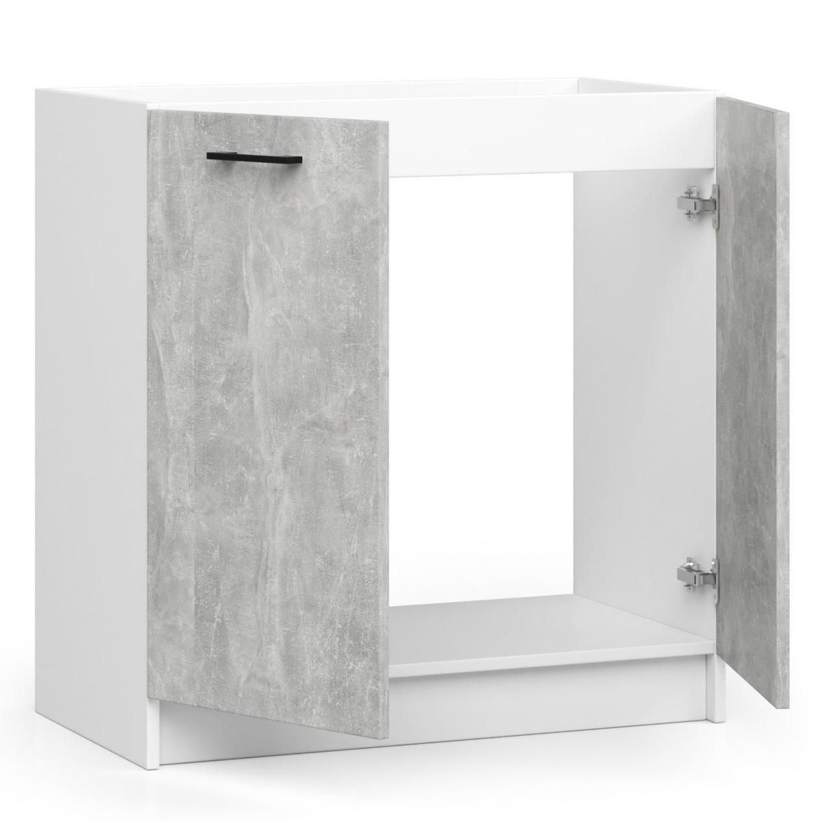 UNTERSCHRANK Weiß, Beton 82/80/46 - Hellgrau/Weiß, Holzwerkstoff (80/82/46cm) - RAUMHIRSCH FURNITURE