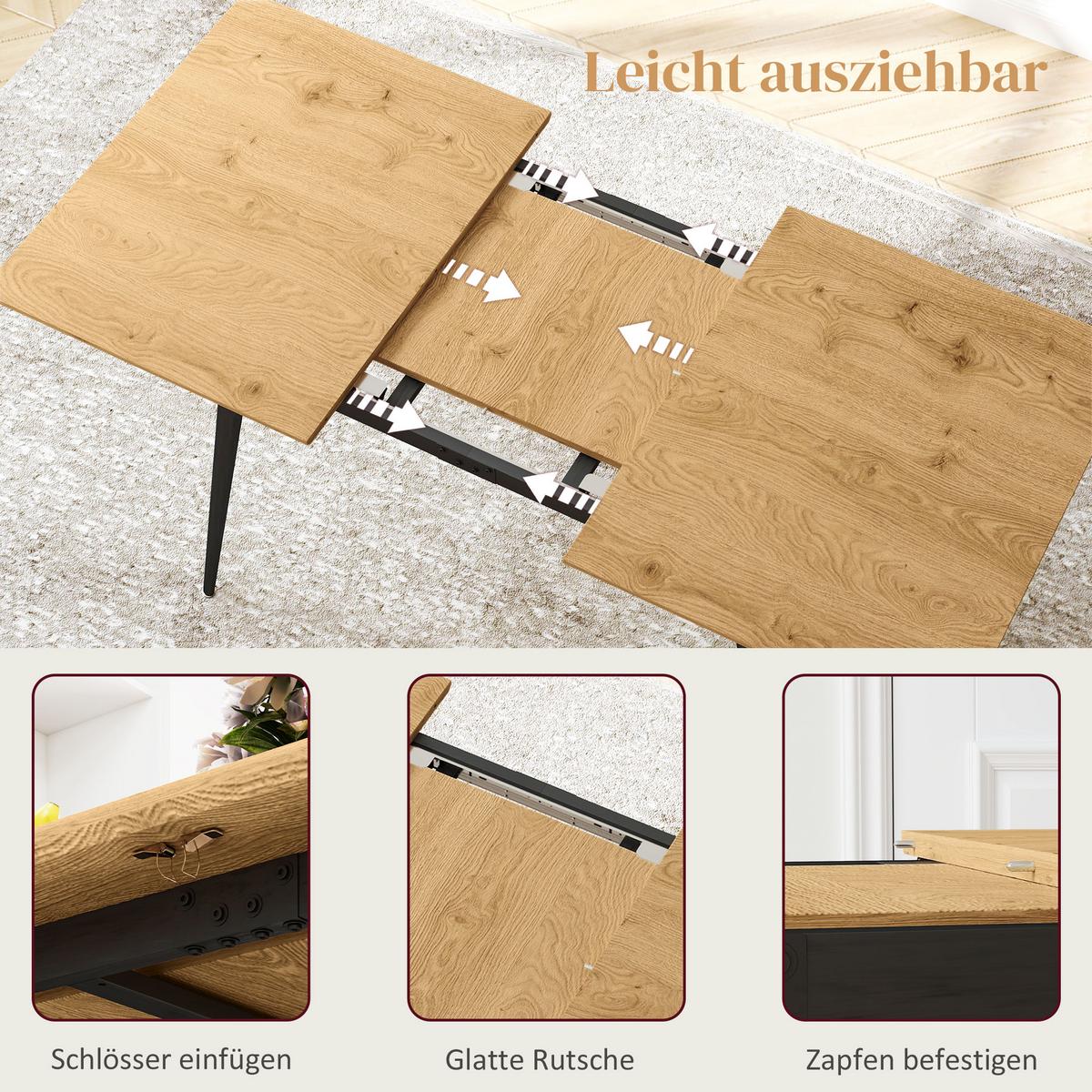 ESSGRUPPE 5er Set MDF Stahl Naturholz Schwarz - Creme/Schwarz, Holzwerkstoff/Textil (75/77/120cm) - HOMCOM