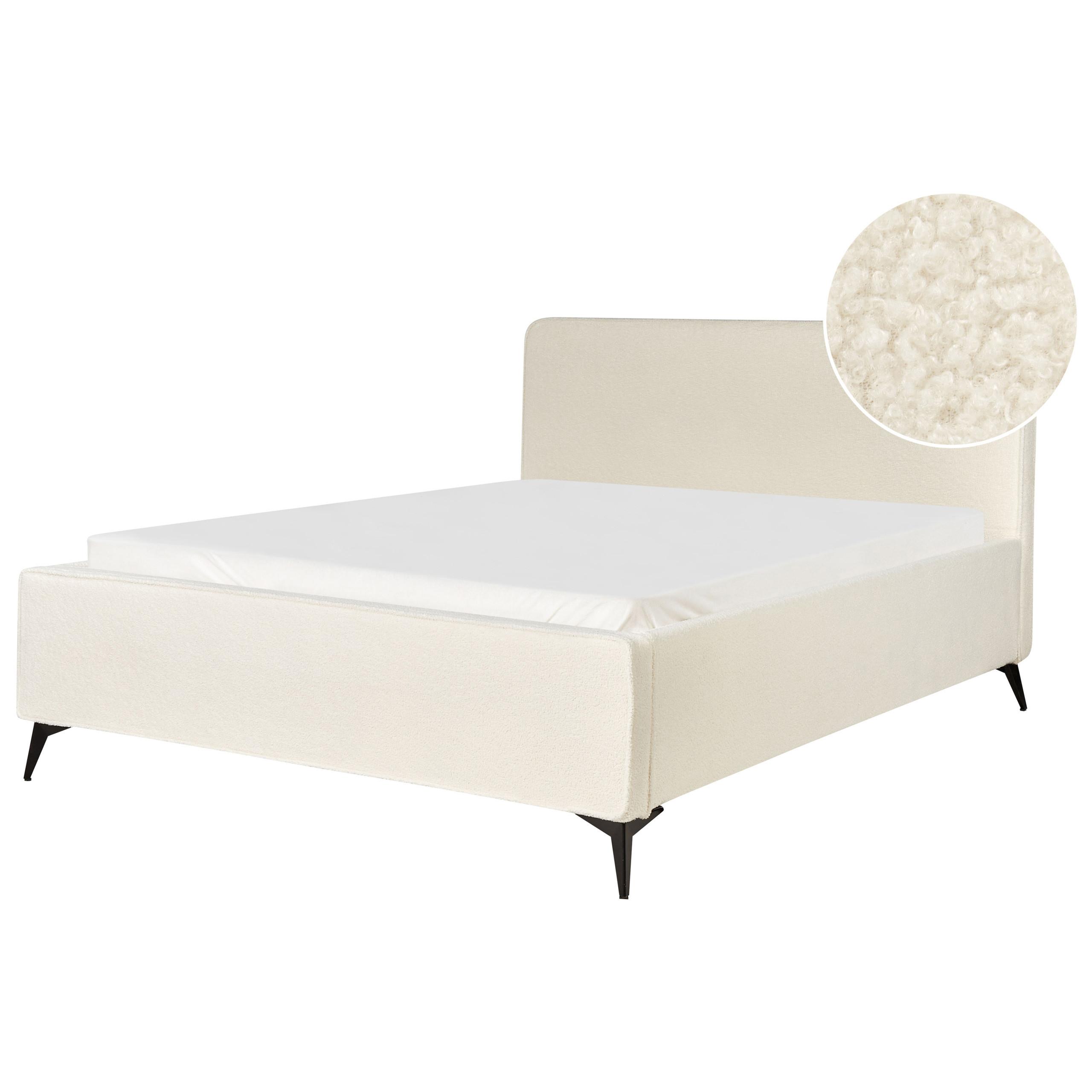 POLSTERBETT mit Lattenrost 160x200 cm Cremeweiß Valognes - Creme, Textil (160/200cm) - Beliani