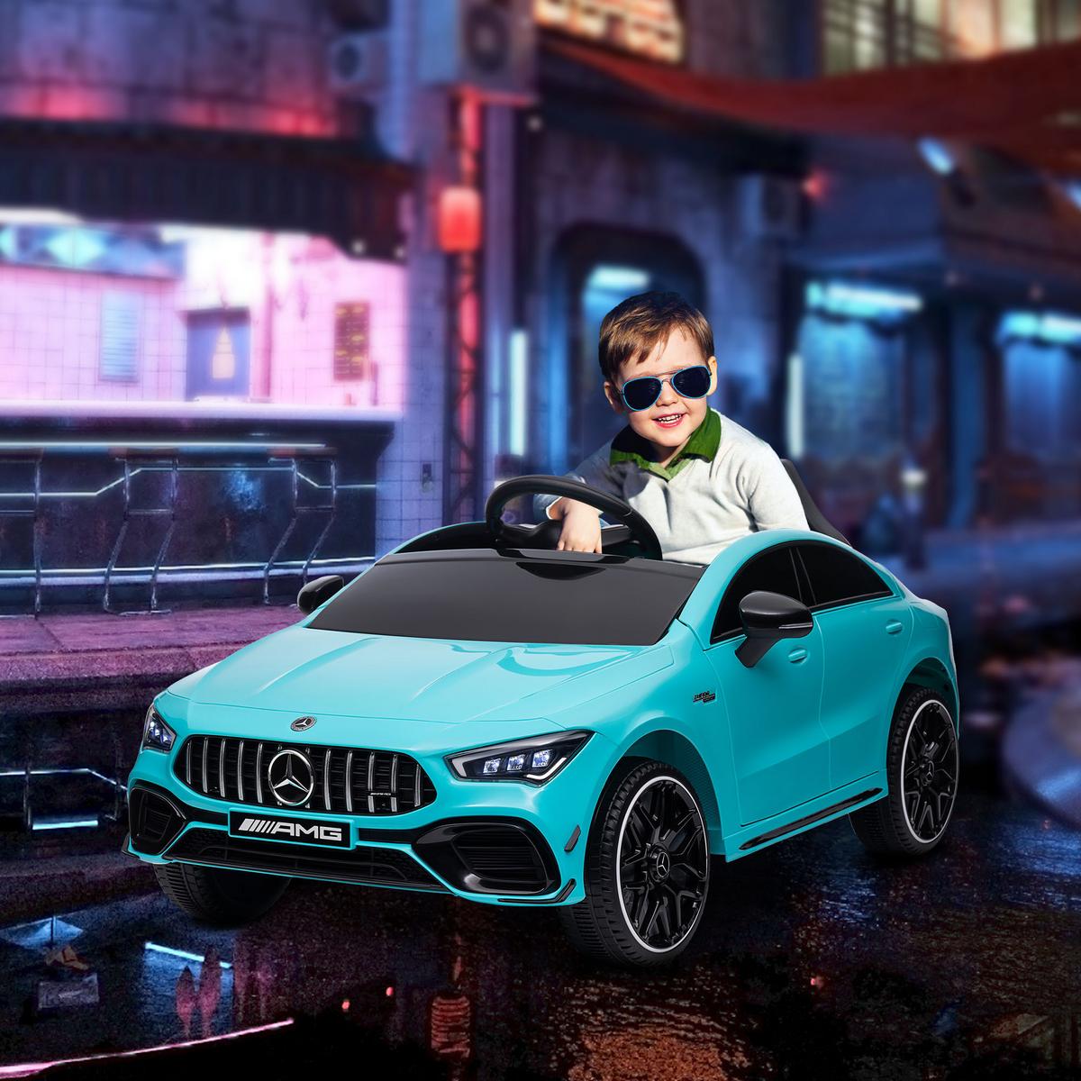 KINDER Elektroauto 12 V Kinderauto mit 2,4G Fernbedienung, USB-, MP3-Anschluss - Blau, Metall (110/61/45cm) - AIYAPLAY