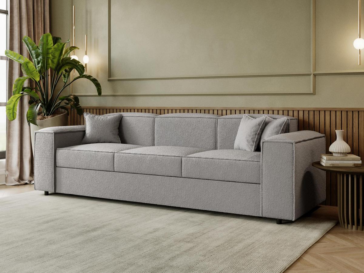 SCHLAFSOFA Santos Boucle - Schwarz/Grau, Holzwerkstoff/Kunststoff (252/79/88cm) - MIRJAN24