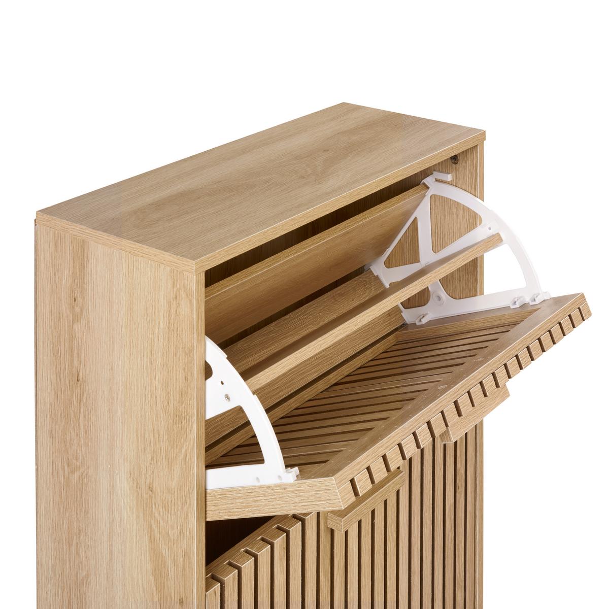 SCHUHSCHRANK Hellbraun Lynwood - Braun, Holzwerkstoff (60/113/24cm) - Beliani