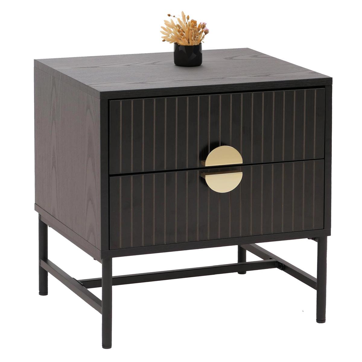 NACHTTISCH rechteckig Schwarz - Schwarz, Holz (48/50/39cm) - MCW