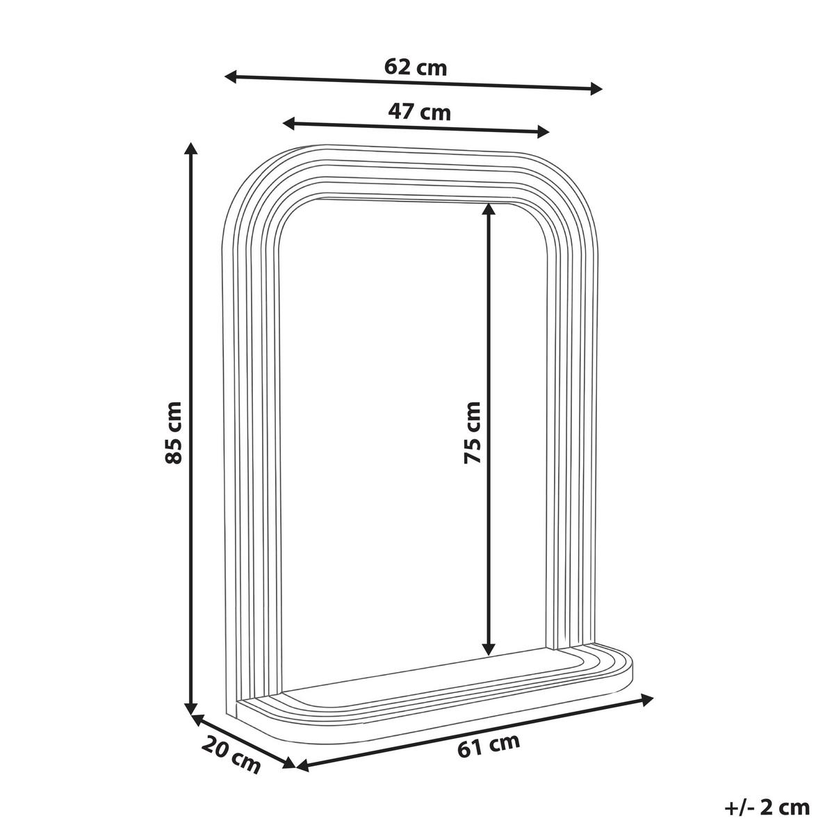 WANDSPIEGEL mit Ablage 62/85 cm Paulownia-Holz Braun Riscle - Braun, Holz (62/85/20cm) - Beliani