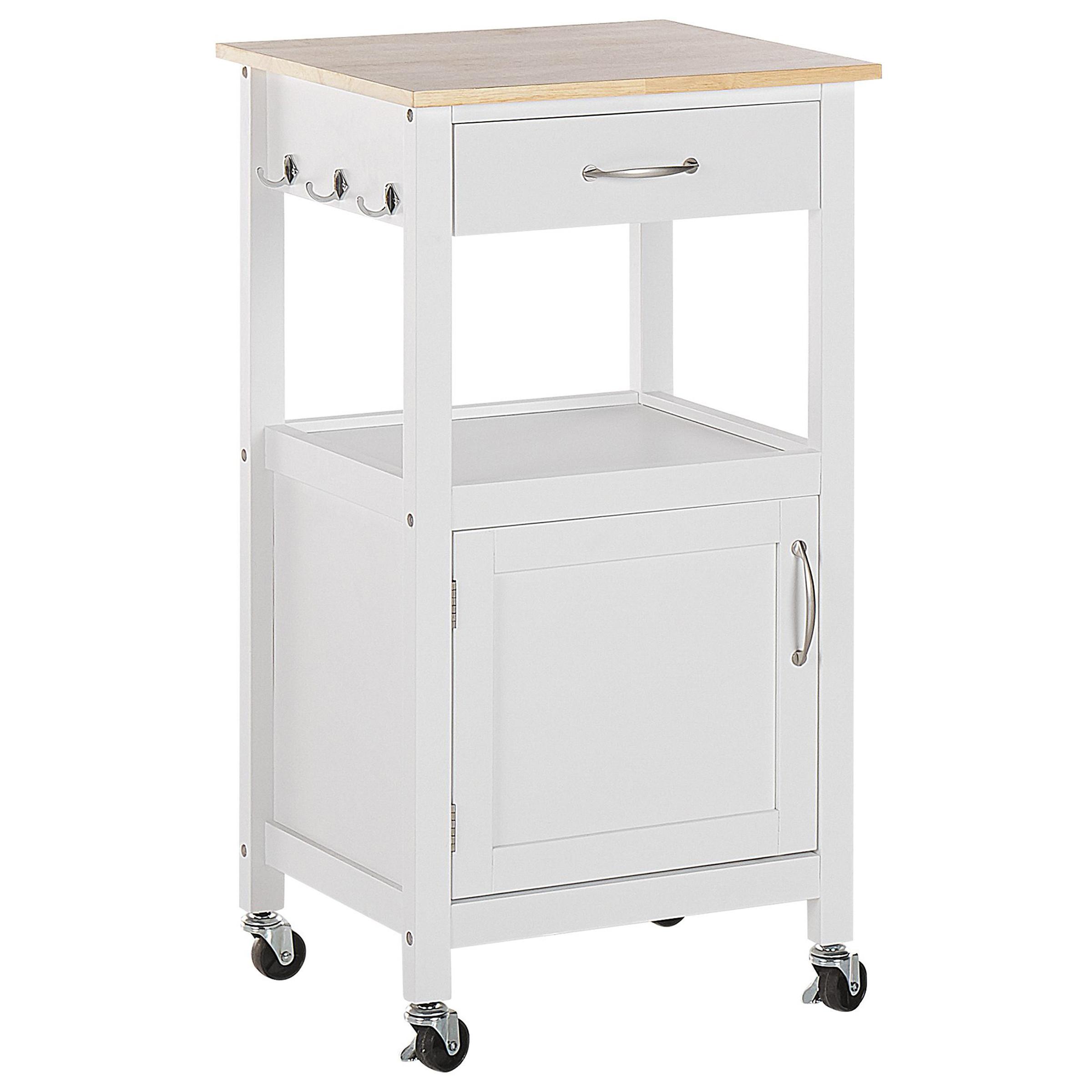 SERVIERWAGEN weiß/heller Holzfarbton mit Schublade Siena - Hellbraun/Weiß, Holzwerkstoff (48/89/39cm) - Beliani
