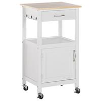 SERVIERWAGEN weiß/heller Holzfarbton mit Schublade Siena - Hellbraun/Weiß, Holzwerkstoff (48/89/39cm) - Beliani