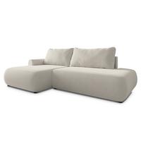 ECKSOFA NUVIRA CL L-S Creme Samtstoff mit Schlaffunktion - Creme, Holzwerkstoff/Textil (279/158cm) - MASSENO