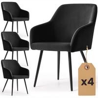 POLSTERSTUHL 4er Set, Metallbeine Schwarz 54,5/83/58 - Schwarz, Textil (55/83/51cm) - RAUMHIRSCH FURNITURE