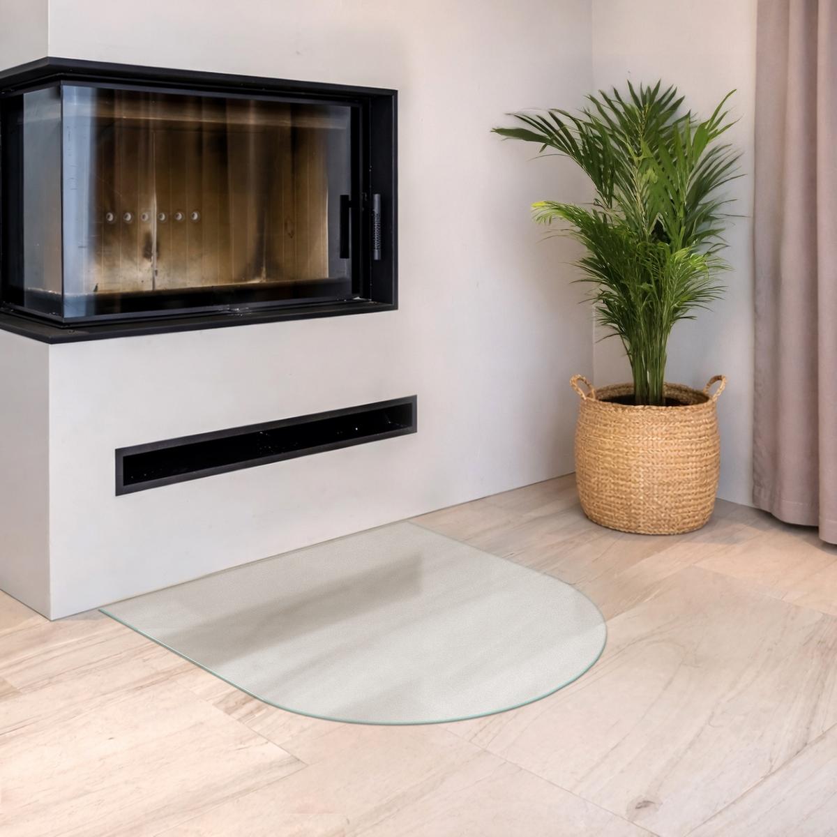 GLASBODENPLATTE für Kaminofen 80x70n cm – Milchglas Optik - Transparent, Glas (80/70/0.4cm) - TULUP