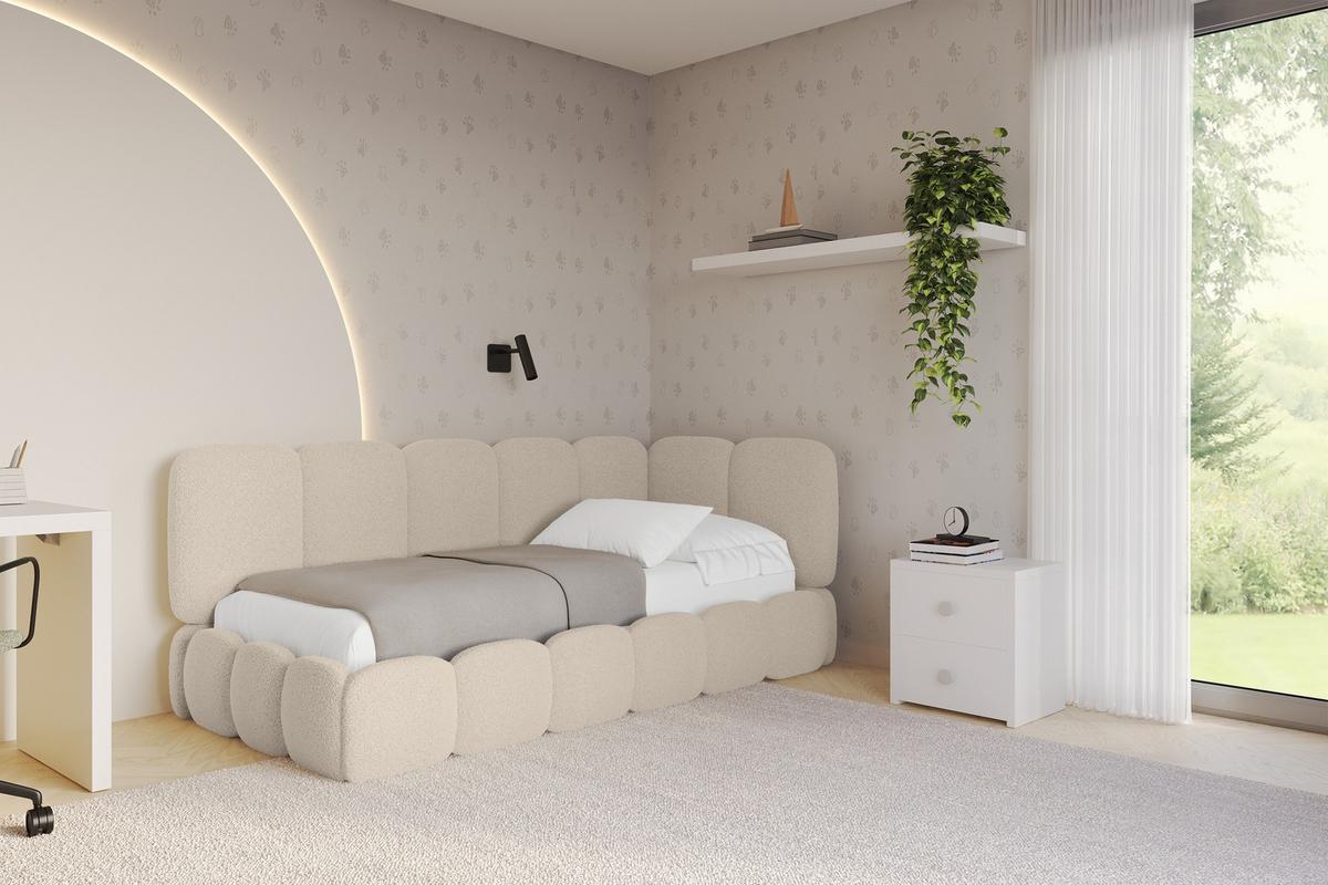 EINZELLBETT Jugendbett mit Bettkasten, Links - AVRY 80x200 Dunkelbeige - Cappuccino, Holzwerkstoff/Textil (80/200cm) - ALTDECOR