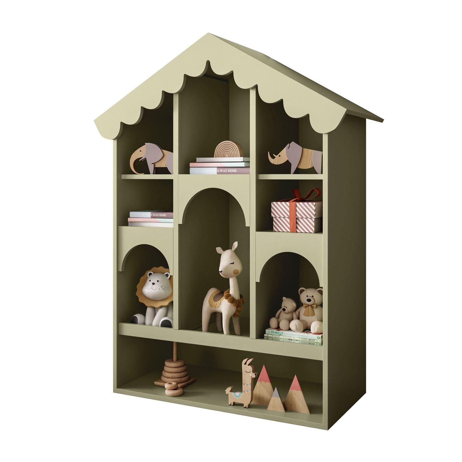 BABYREGAL BABUSHKA – Puppenhaus-Design, Olivgrün - Olivgrün, Holzwerkstoff (90/119/39cm)