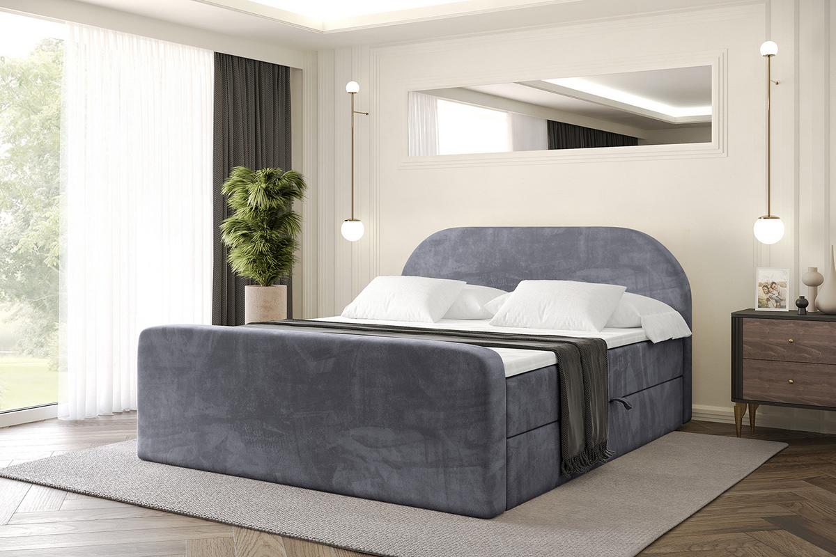 BOXBETT mit Matratze H4 und Lattenrost - NOX-Z - 180x200 - Dunkelgrau Casablanca - Dunkelgrau, Holzwerkstoff (180/200cm) - ALTDECOR