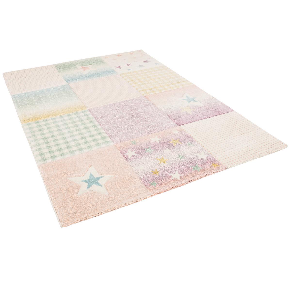 KINDER TEPPICH MAUI KIDS KARO STARS - Rosa, Textil (80/150cm) - Pergamon