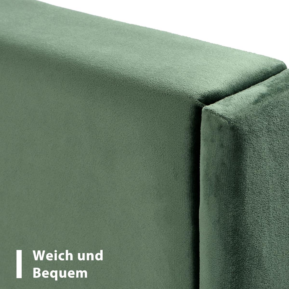 EINZELBETT Dunkelgrün 90/200 cm - Grün, Holzwerkstoff/Textil - Urban Meuble