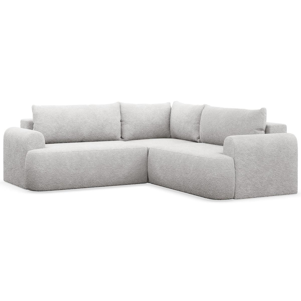 ECKSCHLAFSOFA Ovo HELLGRAUER STOFF universell MIT BETTKASTEN - Hellgrau/Schwarz, Kunststoff/Textil (245/245cm) - Selsey