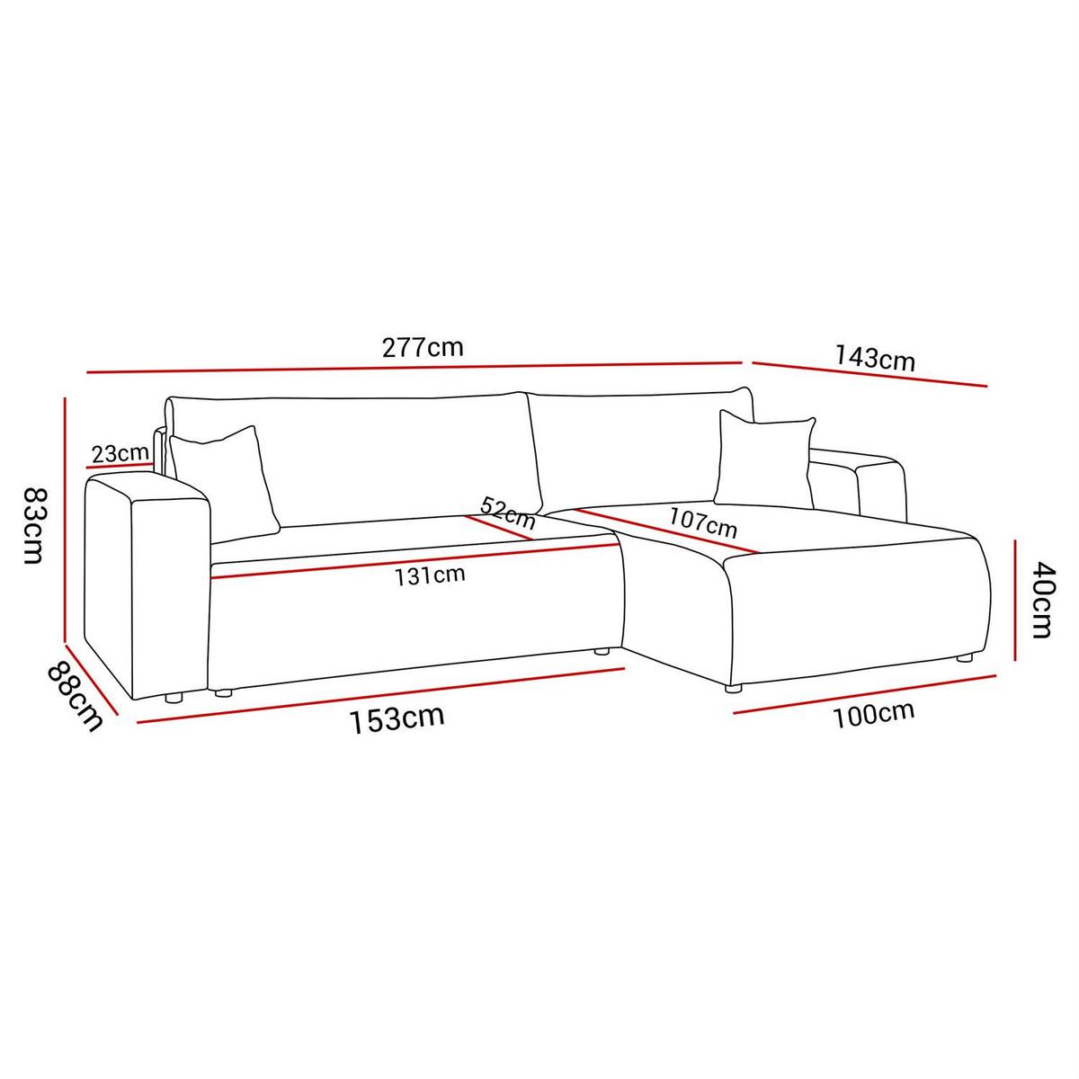 ECKSOFA Gepolstertes PRESTIGE XL mit Schlaffunktion und Bettkasten, Poso 34 - Dunkelgrau, Textil (277/143cm) - Lookway