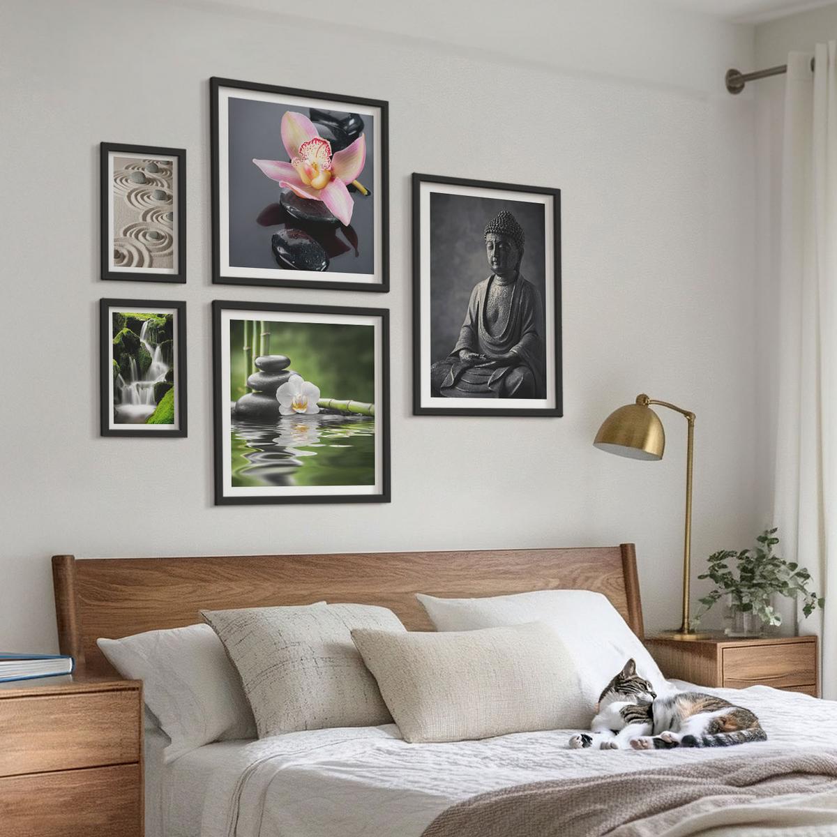 BILDER SET 5er Set - 50x50 cm & 20x30 cm & 40x60 cm Schwarzer Rahmen - Red Accents London - Schwarz, Kunststoff (40/60cm) - TULUP