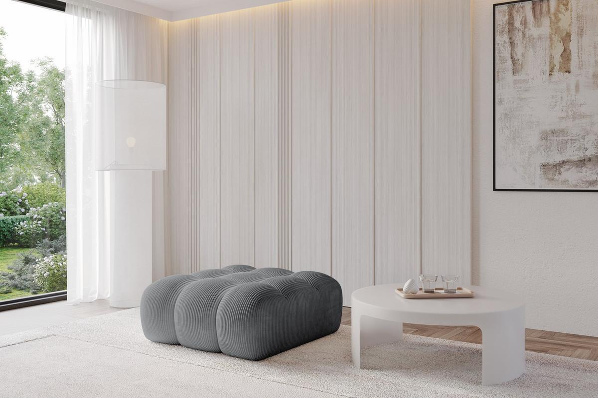 POUF OLEA-PUF 91x87x44 cm Dunkelgrau Cord Modular Sitzhocker - Schieferfarben/Dunkelgrau, Holzwerkstoff/Kunststoff (91/44/87cm) - ALTDECOR