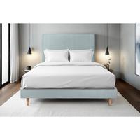 LATTENROST – Samtstoff – Bausatz zur Selbstmontage - 180x200 cm - Beige/Blaugrau, Karton/Holz (180/200cm) - Sommeil de Plomb
